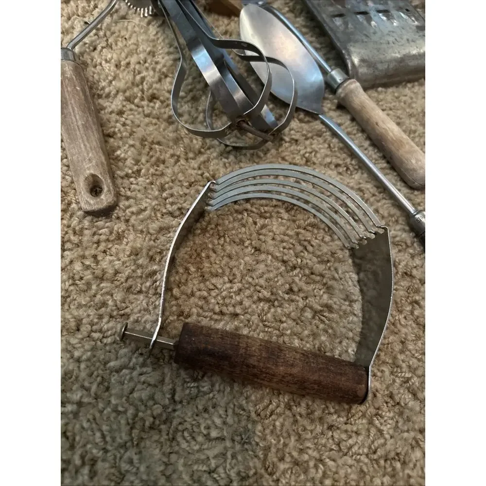 Lot Vintage Kitchen Utensils Tools Gadget Farmhouse Primitive Antique Steel Wood